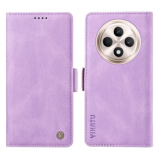YIKATU YK-005 For Oppo Reno12 F 4G Case PU Leather Skin-touch Phone Cover Folding Stand - Purple