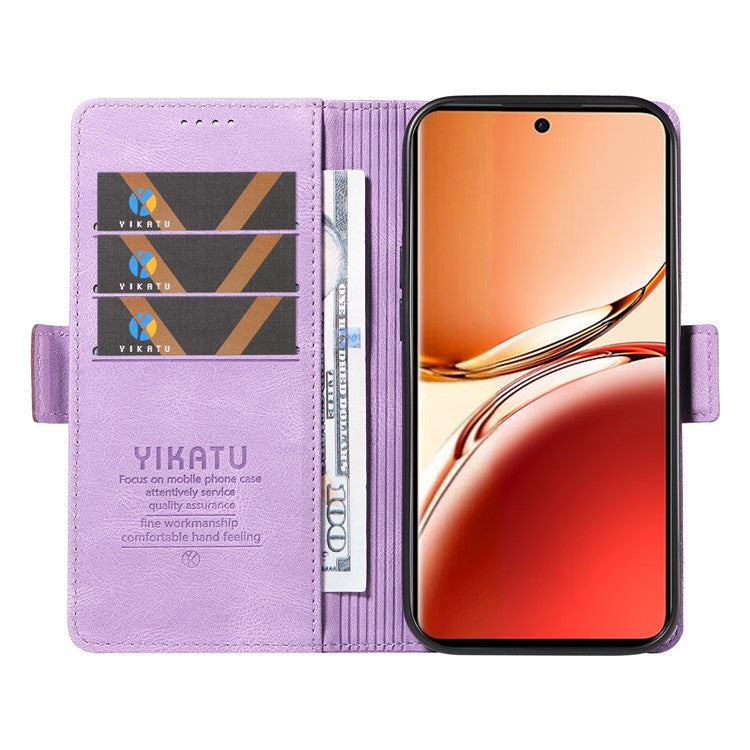 YIKATU YK-005 For Oppo Reno12 F 4G Case PU Leather Skin-touch Phone Cover Folding Stand - Purple