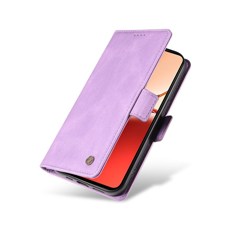 YIKATU YK-005 For Oppo Reno12 F 4G Case PU Leather Skin-touch Phone Cover Folding Stand - Purple