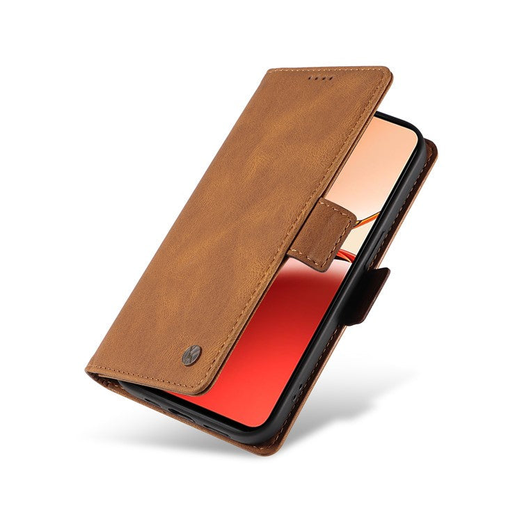 YIKATU YK-005 For Oppo Reno12 F 4G Case PU Leather Skin-touch Phone Cover Folding Stand - Brown
