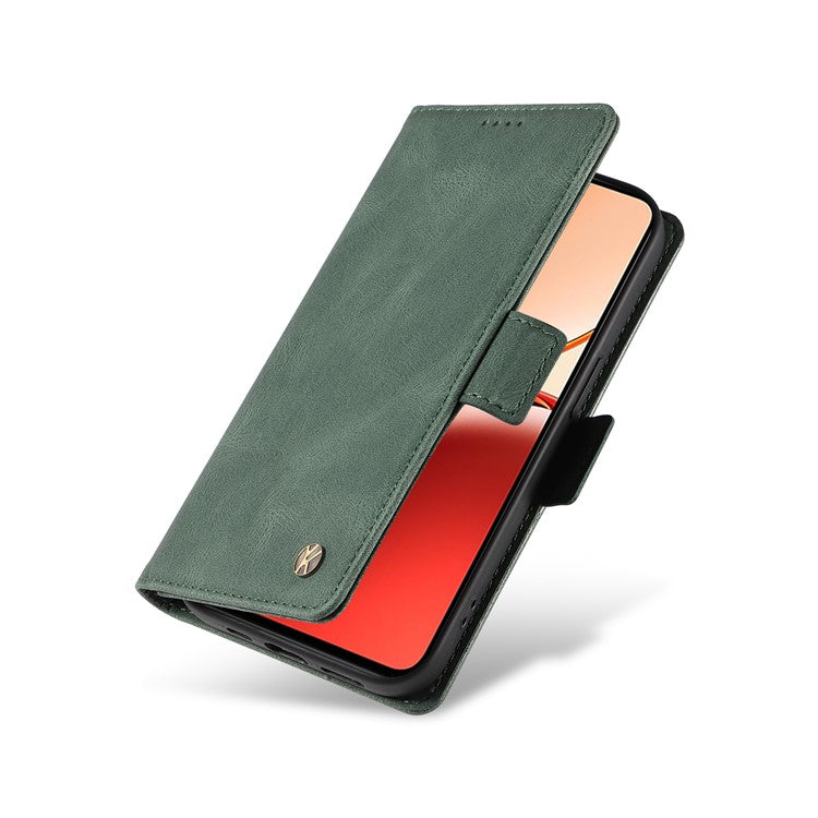 YIKATU YK-005 For Oppo Reno12 F 4G Case PU Leather Skin-touch Phone Cover Folding Stand - Green