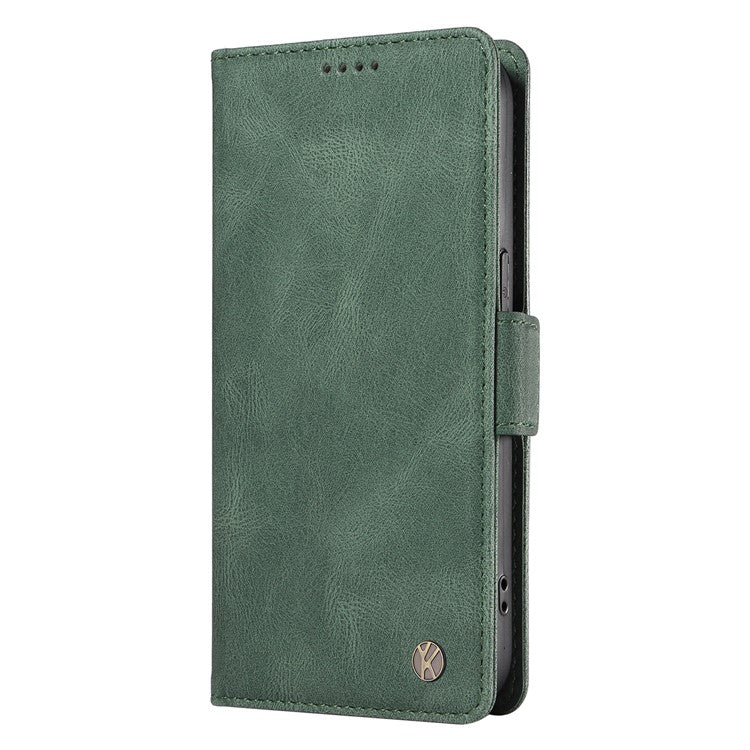 YIKATU YK-005 For Oppo Reno12 F 4G Case PU Leather Skin-touch Phone Cover Folding Stand - Green