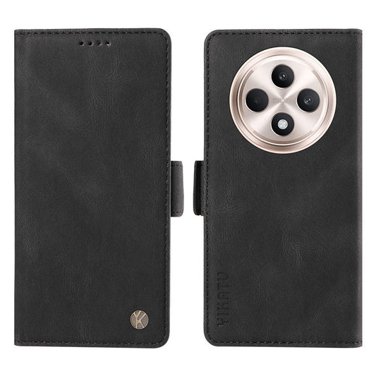 YIKATU YK-005 For Oppo Reno12 F 4G Case PU Leather Skin-touch Phone Cover Folding Stand - Black