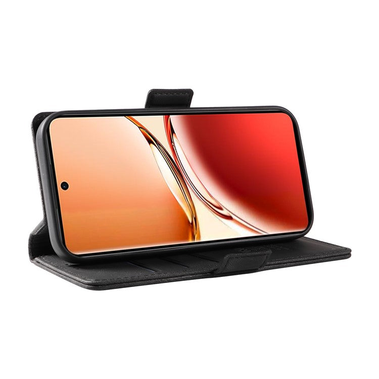 YIKATU YK-005 For Oppo Reno12 F 4G Case PU Leather Skin-touch Phone Cover Folding Stand - Black