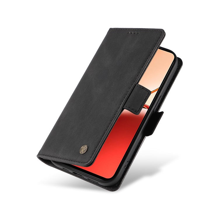 YIKATU YK-005 For Oppo Reno12 F 4G Case PU Leather Skin-touch Phone Cover Folding Stand - Black
