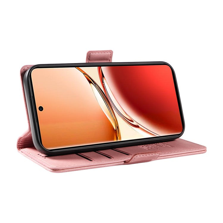 YIKATU YK-005 For Oppo Reno12 F 4G Case PU Leather Skin-touch Phone Cover Folding Stand - Pink