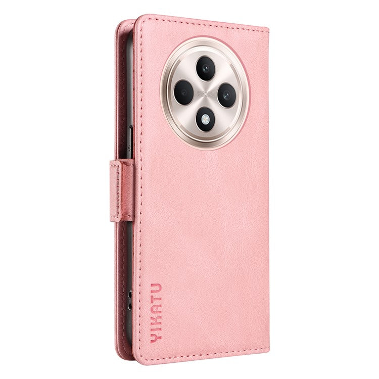 YIKATU YK-005 For Oppo Reno12 F 4G Case PU Leather Skin-touch Phone Cover Folding Stand - Pink