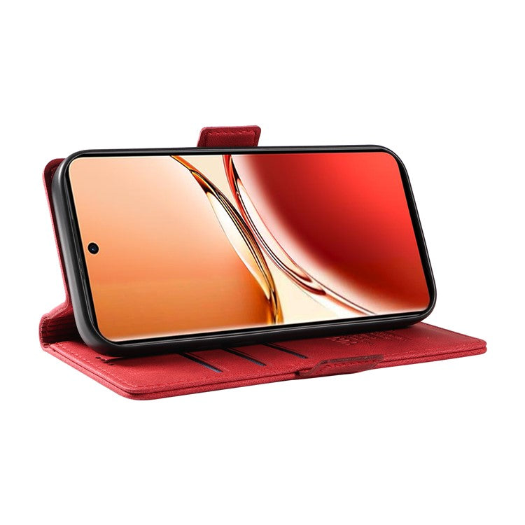 YIKATU YK-005 For Oppo Reno12 F 4G Case PU Leather Skin-touch Phone Cover Folding Stand - Red