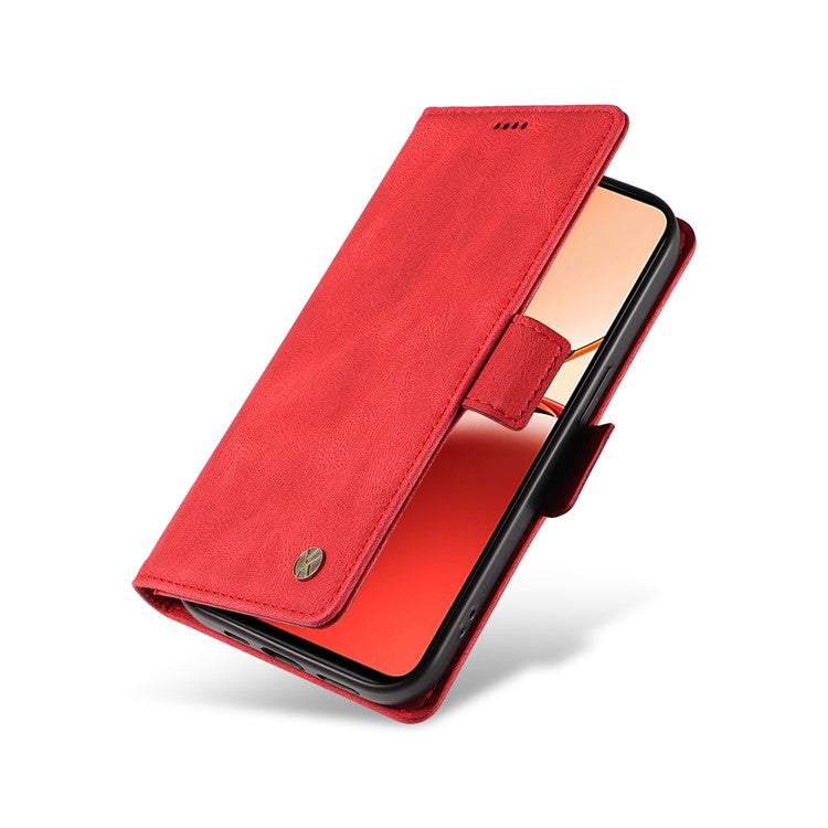 YIKATU YK-005 For Oppo Reno12 F 4G Case PU Leather Skin-touch Phone Cover Folding Stand - Red