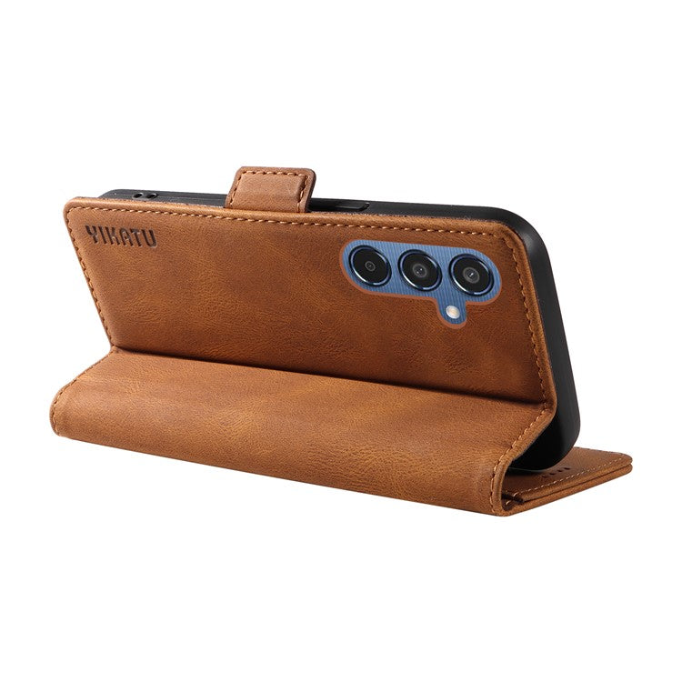 YIKATU YK-005 For Samsung Galaxy M35 5G Case PU Leather Wallet Phone Cover Skin Touch Feeling - Brown