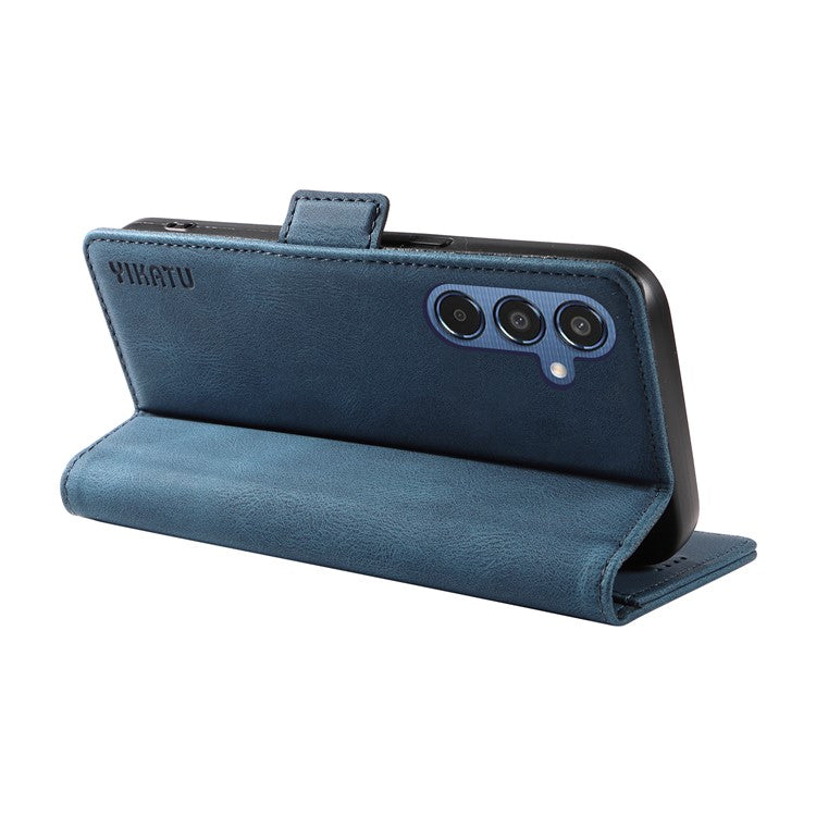 YIKATU YK-005 For Samsung Galaxy M35 5G Case PU Leather Wallet Phone Cover Skin Touch Feeling - Blue