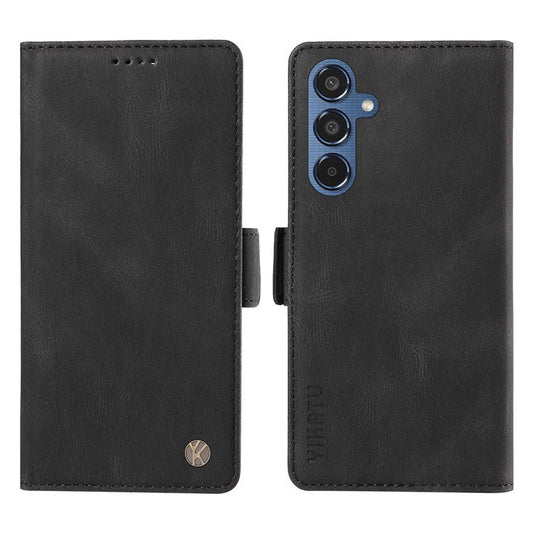 YIKATU YK-005 For Samsung Galaxy M35 5G Case PU Leather Wallet Phone Cover Skin Touch Feeling - Black