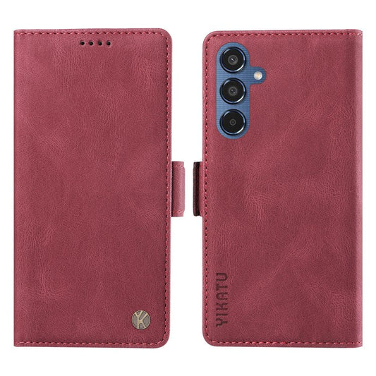 YIKATU YK-005 For Samsung Galaxy M35 5G Case PU Leather Wallet Phone Cover Skin Touch Feeling - Wine Red