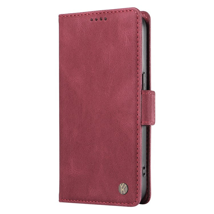 YIKATU YK-005 For Samsung Galaxy M35 5G Case PU Leather Wallet Phone Cover Skin Touch Feeling - Wine Red
