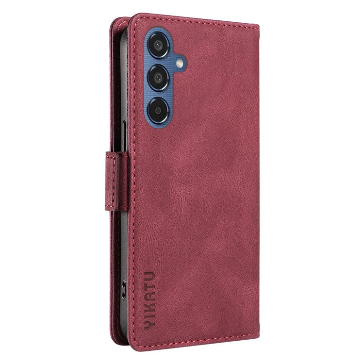 YIKATU YK-005 For Samsung Galaxy M35 5G Case PU Leather Wallet Phone Cover Skin Touch Feeling - Wine Red