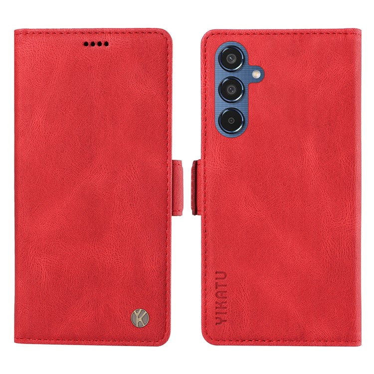 YIKATU YK-005 For Samsung Galaxy M35 5G Case PU Leather Wallet Phone Cover Skin Touch Feeling - Red