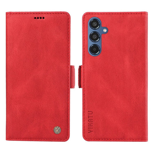 YIKATU YK-005 For Samsung Galaxy M35 5G Case PU Leather Wallet Phone Cover Skin Touch Feeling - Red