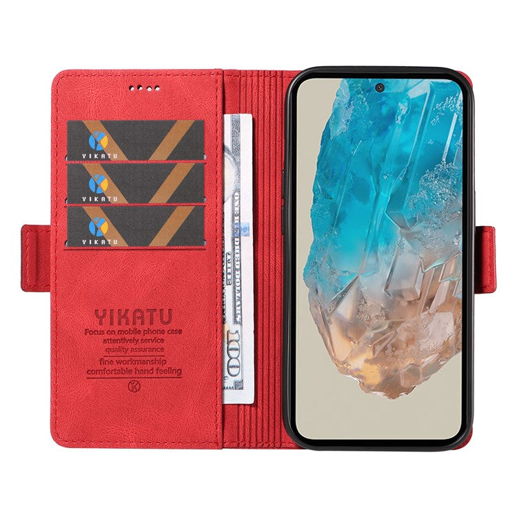 YIKATU YK-005 For Samsung Galaxy M35 5G Case PU Leather Wallet Phone Cover Skin Touch Feeling - Red
