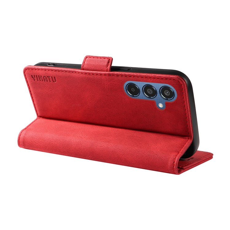YIKATU YK-005 For Samsung Galaxy M35 5G Case PU Leather Wallet Phone Cover Skin Touch Feeling - Red