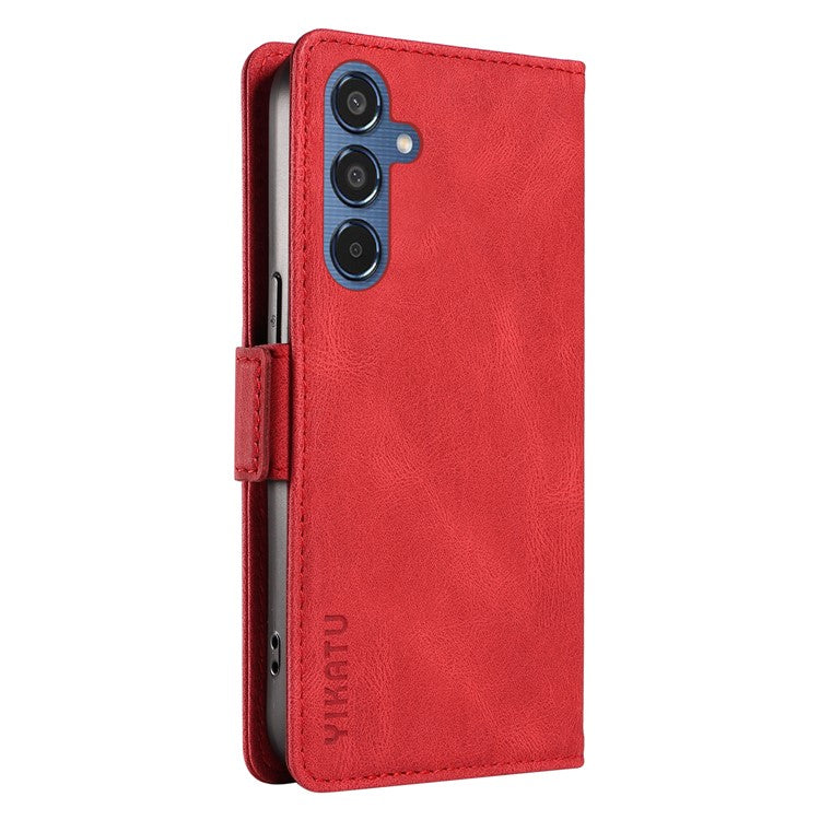 YIKATU YK-005 For Samsung Galaxy M35 5G Case PU Leather Wallet Phone Cover Skin Touch Feeling - Red