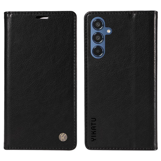 YIKATU YK-006 For Samsung Galaxy M35 5G Case Litchi Grain Leather Wallet Phone Cover - Black