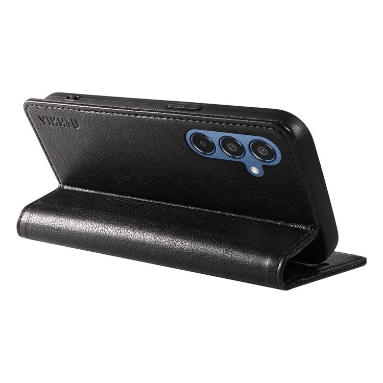 YIKATU YK-006 For Samsung Galaxy M35 5G Case Litchi Grain Leather Wallet Phone Cover - Black