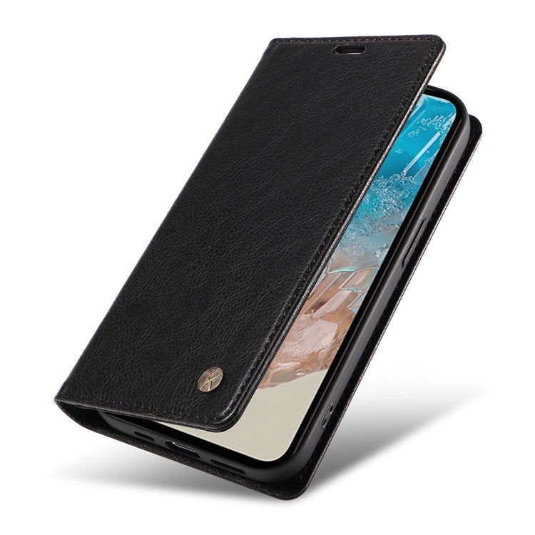 YIKATU YK-006 For Samsung Galaxy M35 5G Case Litchi Grain Leather Wallet Phone Cover - Black