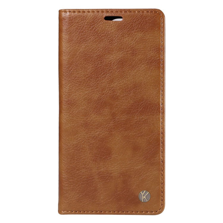 YIKATU YK-006 For Samsung Galaxy M35 5G Case Litchi Grain Leather Wallet Phone Cover - Brown