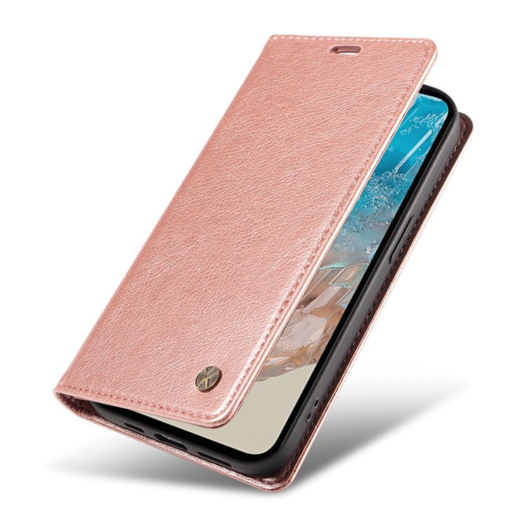 YIKATU YK-006 For Samsung Galaxy M35 5G Case Litchi Grain Leather Wallet Phone Cover - Rose Gold