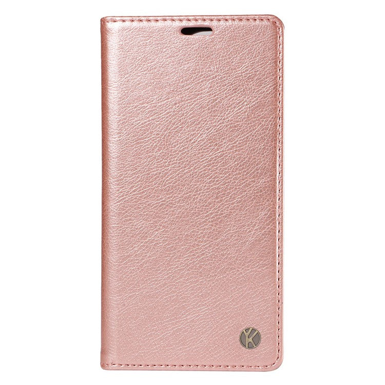YIKATU YK-006 For Samsung Galaxy M35 5G Case Litchi Grain Leather Wallet Phone Cover - Rose Gold