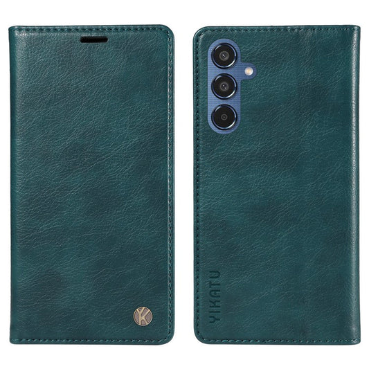 YIKATU YK-006 For Samsung Galaxy M35 5G Case Litchi Grain Leather Wallet Phone Cover - Blue