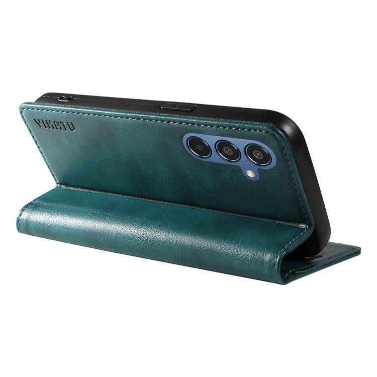 YIKATU YK-006 For Samsung Galaxy M35 5G Case Litchi Grain Leather Wallet Phone Cover - Blue