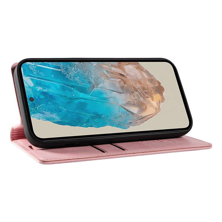 YIKATU YK-006 For Samsung Galaxy M35 5G Case Litchi Grain Leather Wallet Phone Cover - Pink
