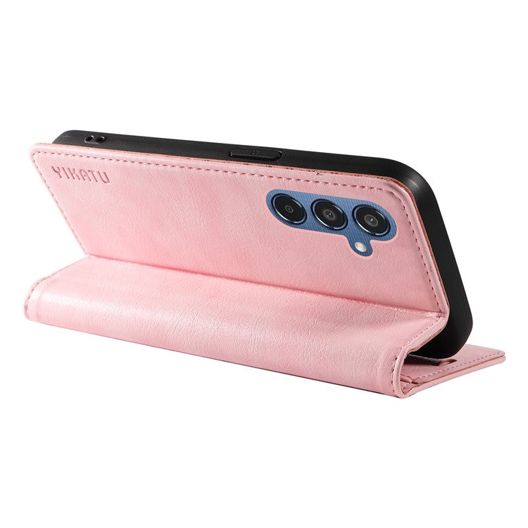 YIKATU YK-006 For Samsung Galaxy M35 5G Case Litchi Grain Leather Wallet Phone Cover - Pink