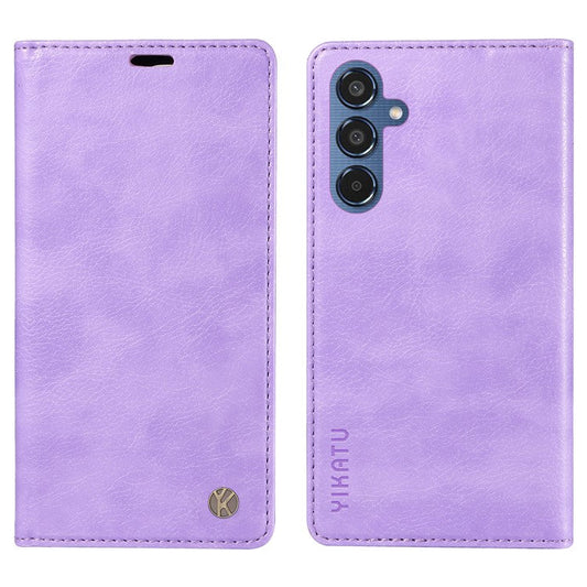 YIKATU YK-006 For Samsung Galaxy M35 5G Case Litchi Grain Leather Wallet Phone Cover - Purple