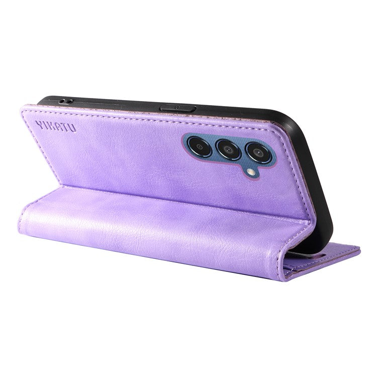 YIKATU YK-006 For Samsung Galaxy M35 5G Case Litchi Grain Leather Wallet Phone Cover - Purple