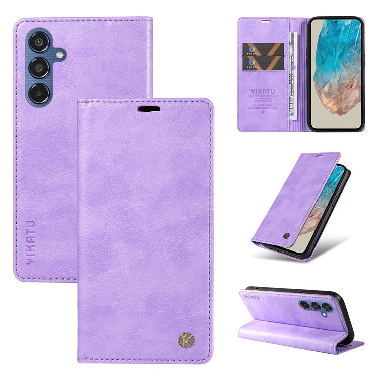 YIKATU YK-006 For Samsung Galaxy M35 5G Case Litchi Grain Leather Wallet Phone Cover - Purple