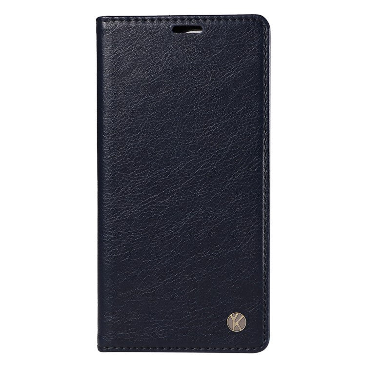 YIKATU YK-006 For Samsung Galaxy M35 5G Case Litchi Grain Leather Wallet Phone Cover - Navy Blue
