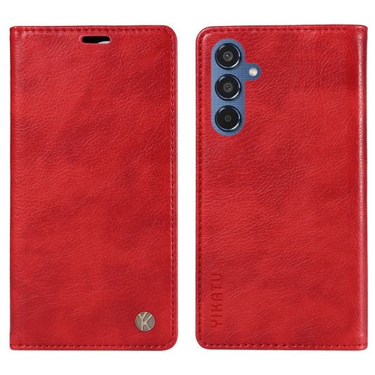 YIKATU YK-006 For Samsung Galaxy M35 5G Case Litchi Grain Leather Wallet Phone Cover - Red