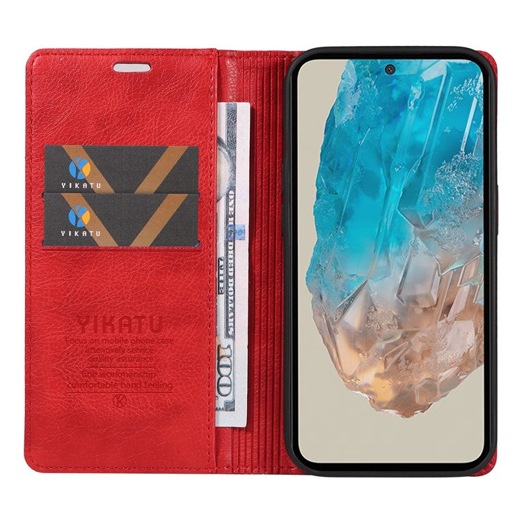 YIKATU YK-006 For Samsung Galaxy M35 5G Case Litchi Grain Leather Wallet Phone Cover - Red