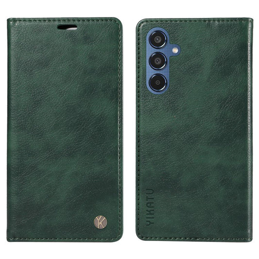 YIKATU YK-006 For Samsung Galaxy M35 5G Case Litchi Grain Leather Wallet Phone Cover - Green