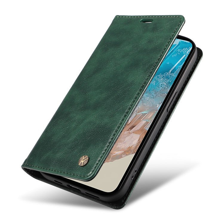 YIKATU YK-006 For Samsung Galaxy M35 5G Case Litchi Grain Leather Wallet Phone Cover - Green