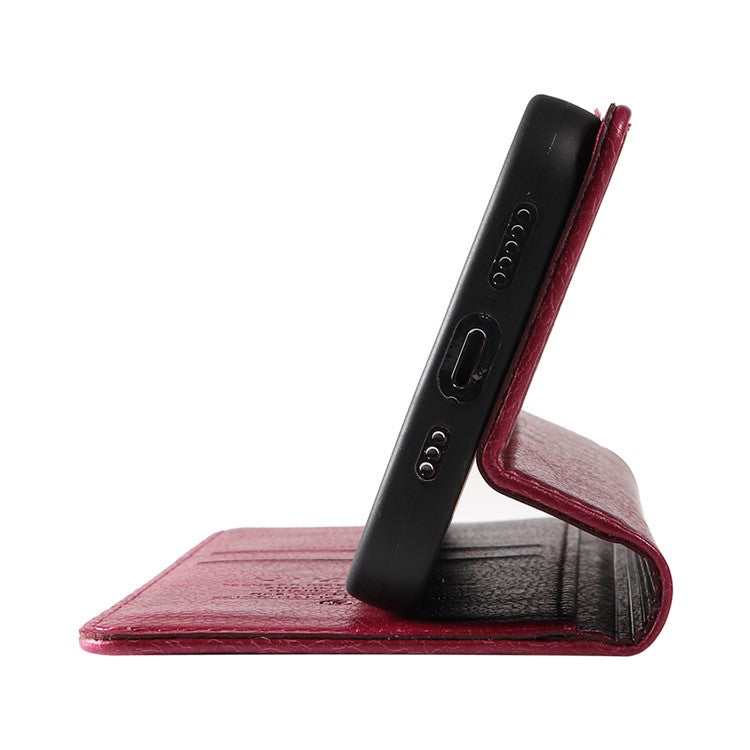 YIKATU YK-006 For Samsung Galaxy M35 5G Case Litchi Grain Leather Wallet Phone Cover - Wine Red