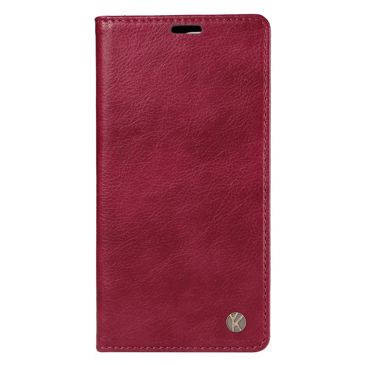YIKATU YK-006 For Samsung Galaxy M35 5G Case Litchi Grain Leather Wallet Phone Cover - Wine Red