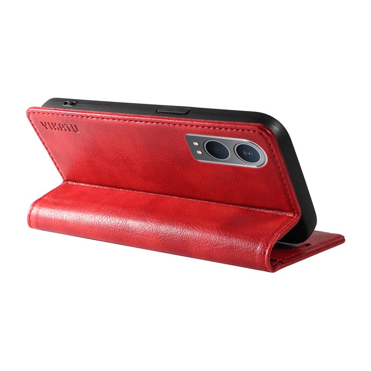YIKATU YK-006 For OnePlus Nord CE4 Lite 5G / Oppo K12x 5G (China) Case Folio Magnetic Closure Leather Phone Cover - Red