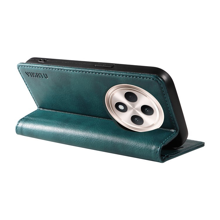 YIKATU YK-006 For Oppo Reno12 F 4G Case Wallet Litchi Grain Leather Phone Cover Magnetic Auto-absorbed - Blue