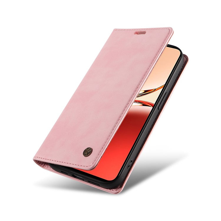 YIKATU YK-006 For Oppo Reno12 F 4G Case Wallet Litchi Grain Leather Phone Cover Magnetic Auto-absorbed - Pink