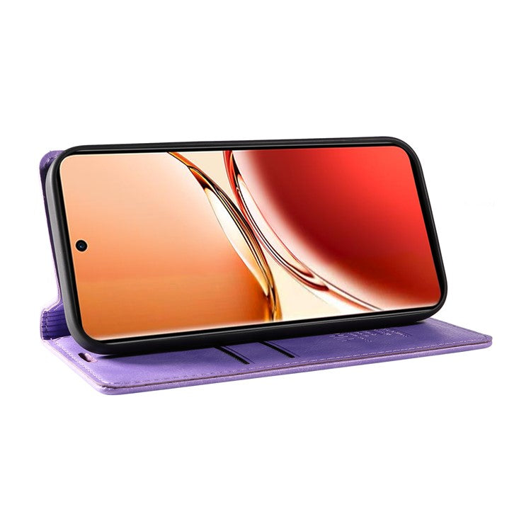 YIKATU YK-006 For Oppo Reno12 F 4G Case Wallet Litchi Grain Leather Phone Cover Magnetic Auto-absorbed - Purple
