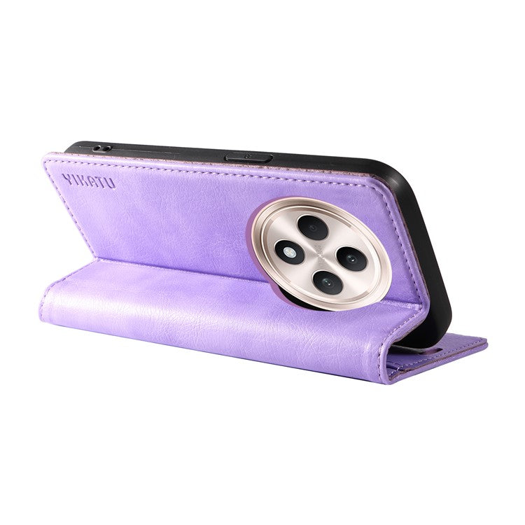 YIKATU YK-006 For Oppo Reno12 F 4G Case Wallet Litchi Grain Leather Phone Cover Magnetic Auto-absorbed - Purple