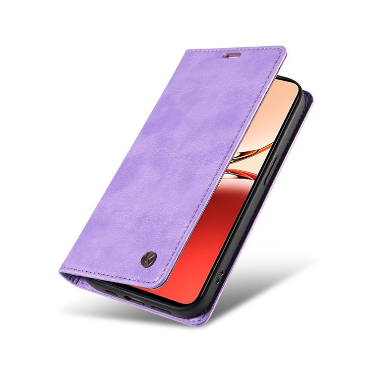 YIKATU YK-006 For Oppo Reno12 F 4G Case Wallet Litchi Grain Leather Phone Cover Magnetic Auto-absorbed - Purple